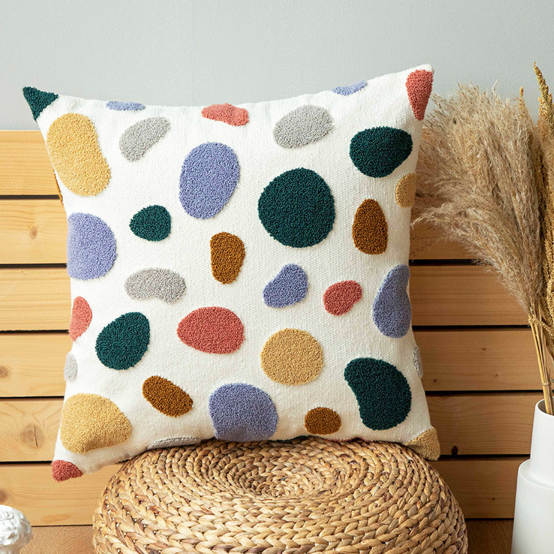 HKM-500499 Cotton Canvas Cushion Cover with PP Cotton Filling in Circle and Heart Patterns for Bedroom and Outdoor Use