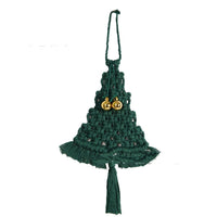 HKM-500499 Hand-Woven Green Cotton String Christmas Tree Decoration Pendant - 27cm x 10cm