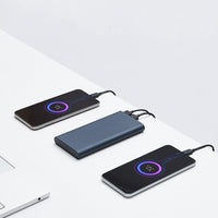 HKM-500755 10000mAh Dual-Port 18W Fast Charging Power Bank - Black/Silver, Polymer Lithium Ion Battery with USB Data Cable