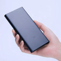 HKM-500755 10000mAh Dual-Port 18W Fast Charging Power Bank - Black/Silver, Polymer Lithium Ion Battery with USB Data Cable