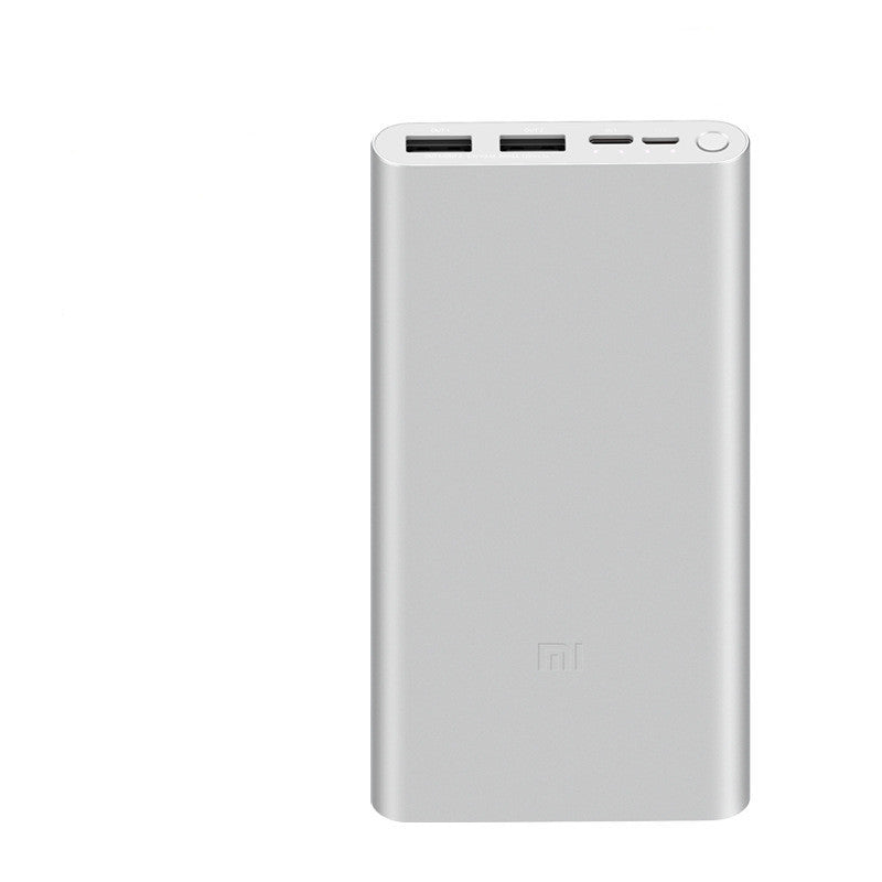 HKM-500755 10000mAh Dual-Port 18W Fast Charging Power Bank - Black/Silver, Polymer Lithium Ion Battery with USB Data Cable