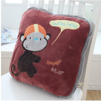 HKM-500819 Coral Velvet Dual-Purpose Car Blanket Cushion Pillow - Small and Thickened for Comfort
