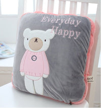 HKM-500819 Coral Velvet Dual-Purpose Car Blanket Cushion Pillow - Small and Thickened for Comfort