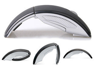 HKM-500883 Folding Wireless Optical Mouse - Creative Curved Design, 2.4GHz Connection, 1600 DPI, Multiple Colors Available