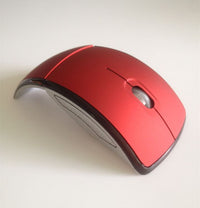 HKM-500883 Folding Wireless Optical Mouse - Creative Curved Design, 2.4GHz Connection, 1600 DPI, Multiple Colors Available