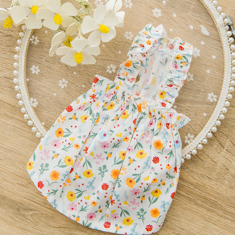 HKM-500947 Floral Cat Halter Skirt in Cotton Fabric for Comfortable Fit