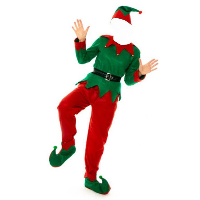 HKM-501139 Santa Claus Christmas Elf Outfit for Men - Yellow and Green, Available in Various Heights