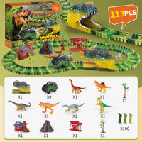 HKM-501331 Dinosaur Racing Track Construction Set with 113 Pieces for Kids Ages 2 to 13