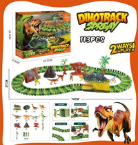 HKM-501331 Dinosaur Racing Track Construction Set with 113 Pieces for Kids Ages 2 to 13