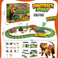 HKM-501331 Dinosaur Racing Track Construction Set with 113 Pieces for Kids Ages 2 to 13