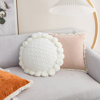 HKM-501331 Tassel Lace Modern Houndstooth Orange Cushion Cover - 45x45cm