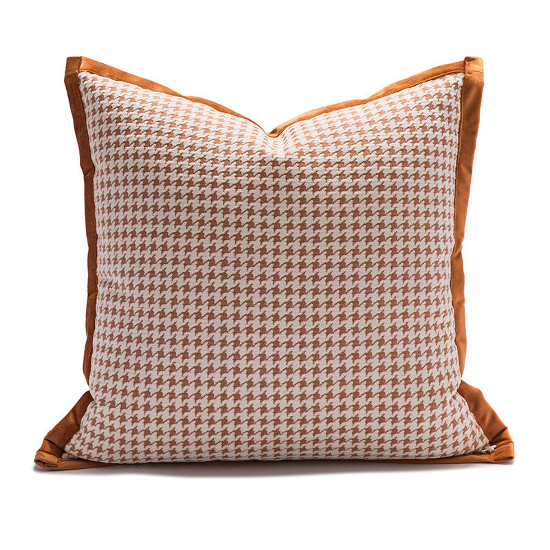 HKM-501331 Tassel Lace Modern Houndstooth Orange Cushion Cover - 45x45cm