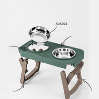 HKM-501395 Elevated Non-Slip Stainless Steel Folding Pet Bowl for Dogs and Cats