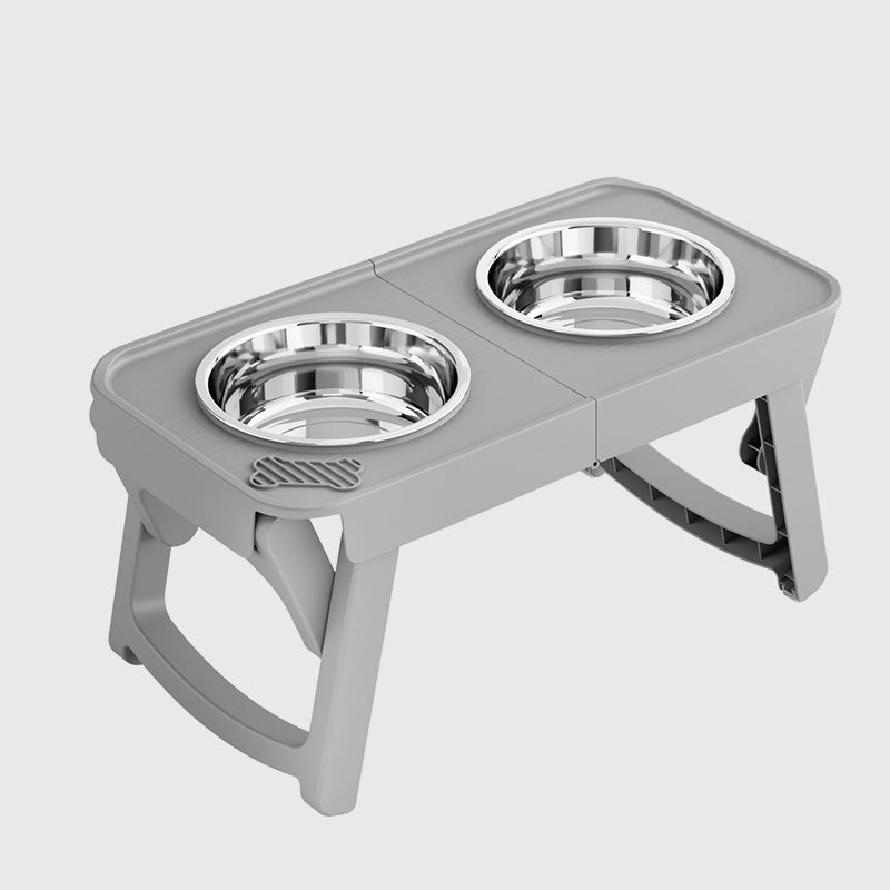 HKM-501395 Elevated Non-Slip Stainless Steel Folding Pet Bowl for Dogs and Cats