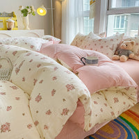 HKM-501523 Soft Cotton Four-Piece Bed Sheet Set in Various Colors and Sizes