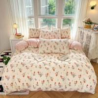 HKM-501523 Soft Cotton Four-Piece Bed Sheet Set in Various Colors and Sizes