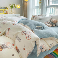 HKM-501523 Soft Cotton Four-Piece Bed Sheet Set in Various Colors and Sizes