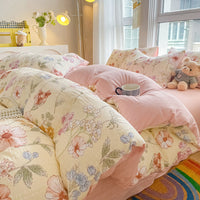 HKM-501523 Soft Cotton Four-Piece Bed Sheet Set in Various Colors and Sizes