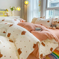 HKM-501523 Soft Cotton Four-Piece Bed Sheet Set in Various Colors and Sizes