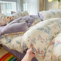 HKM-501523 Soft Cotton Four-Piece Bed Sheet Set in Various Colors and Sizes
