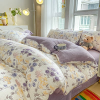 HKM-501523 Soft Cotton Four-Piece Bed Sheet Set in Various Colors and Sizes