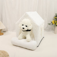 HKM-501523 Universal Four Seasons Cat and Dog Room - Cozy Pet Bed in White and Blue, for Pets 2-6kg (55x38x48cm)