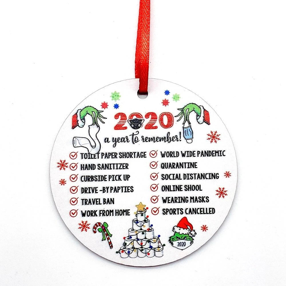 HKM-501651 Ceramic and Plexiglass Christmas Decorative Mask Ornament - 7x7CM, Thermal Transfer Printed Design