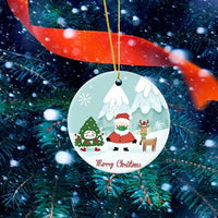 HKM-501651 Ceramic and Plexiglass Christmas Decorative Mask Ornament - 7x7CM, Thermal Transfer Printed Design