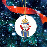 HKM-501651 Ceramic and Plexiglass Christmas Decorative Mask Ornament - 7x7CM, Thermal Transfer Printed Design