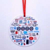 HKM-501651 Ceramic and Plexiglass Christmas Decorative Mask Ornament - 7x7CM, Thermal Transfer Printed Design
