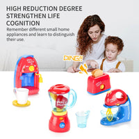 HKM-501779 4-in-1 Pretend Play Kitchen Appliance Set for Kids - Coffee Machine, Juicer, Mixer, Toaster