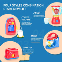HKM-501779 4-in-1 Pretend Play Kitchen Appliance Set for Kids - Coffee Machine, Juicer, Mixer, Toaster