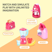 HKM-501779 4-in-1 Pretend Play Kitchen Appliance Set for Kids - Coffee Machine, Juicer, Mixer, Toaster