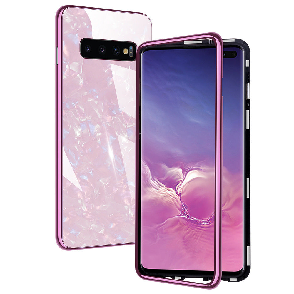 HKM-501779 Galvanized Mobile Phone Protective Cover with Glass Texture and Simple Solid Color Design