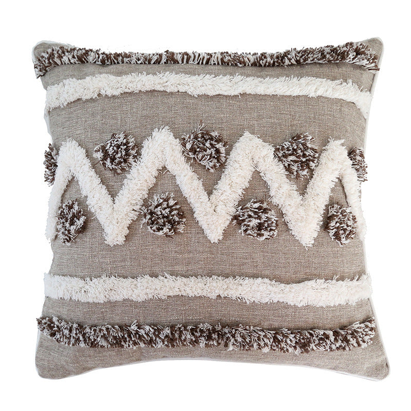 HKM-501971 Tufted Cotton Linen Waist Pillow for Sofa and Bed Use