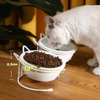 HKM-502035 Ceramic Cat Food Bowl for Cervical Spine Protection - Single and Double Options Available