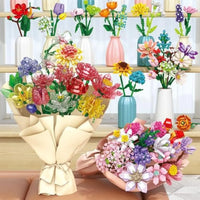 HKM-502163 Mini Bricks Artificial Flower Daffodil Building Blocks Set for Ages 5-7