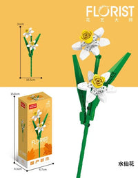 HKM-502163 Mini Bricks Artificial Flower Daffodil Building Blocks Set for Ages 5-7