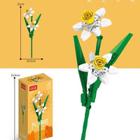 HKM-502163 Mini Bricks Artificial Flower Daffodil Building Blocks Set for Ages 5-7
