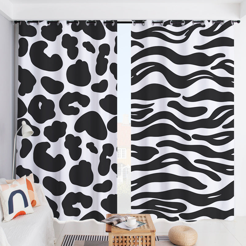 HKM-502227 Windproof and Warm Shading Curtains for Living Room and Bedroom - Modern Stripe, Heart, and Geometric Patterns
