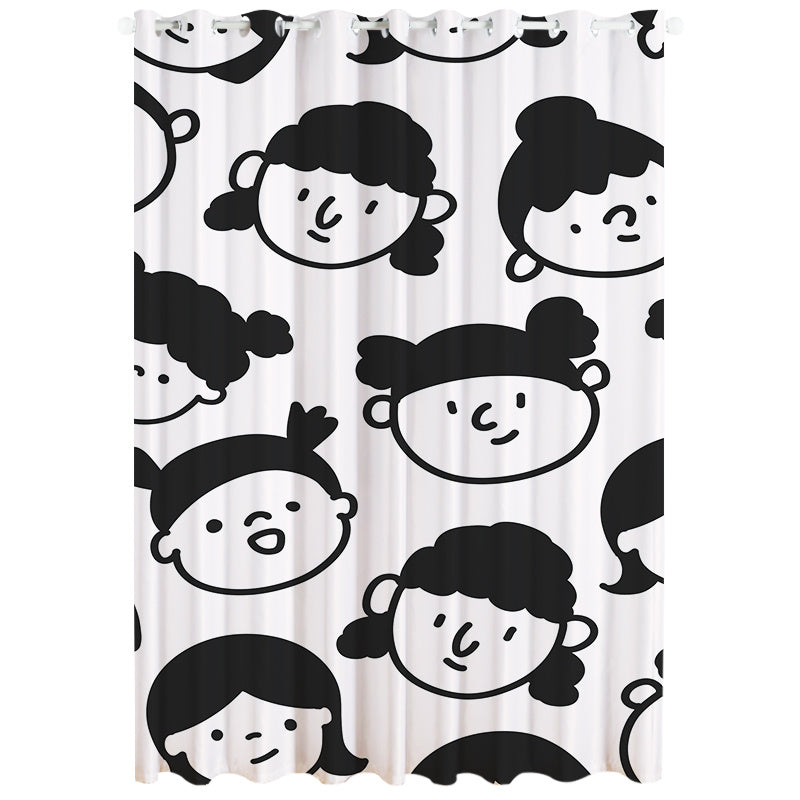 HKM-502227 Windproof and Warm Shading Curtains for Living Room and Bedroom - Modern Stripe, Heart, and Geometric Patterns