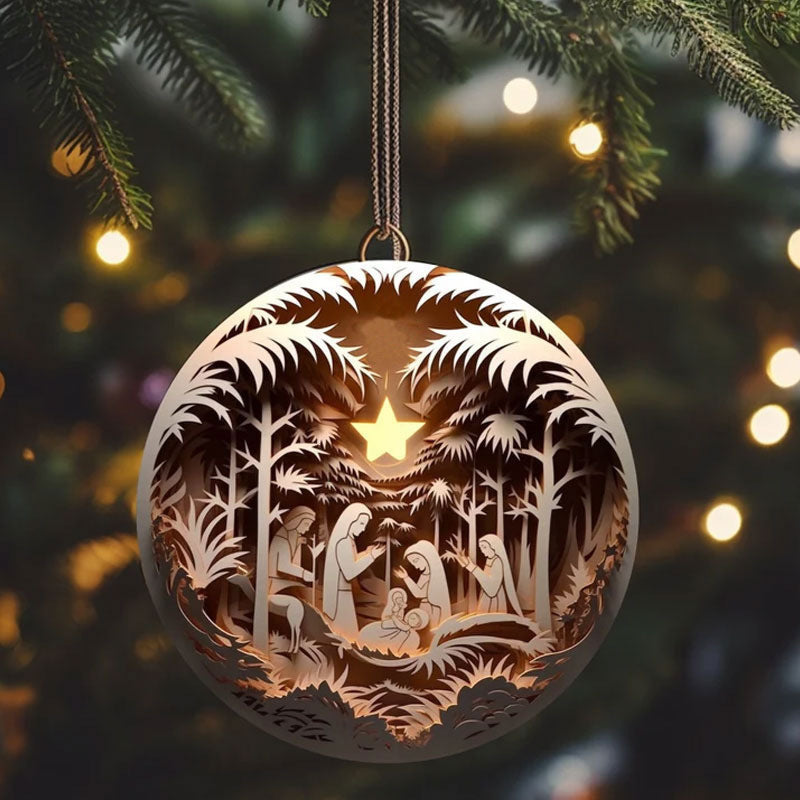 HKM-502291 3D Effect Acrylic Christmas Ornaments - Cartoon Kitty and Snoopy Designs, Various Colors, Wood Material, 7.6cm