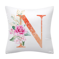HKM-502355 Pink Floral Polyester Cushion Cover - 45x45cm Pillowcase with Botanical Design