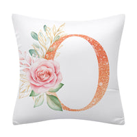 HKM-502355 Pink Floral Polyester Cushion Cover - 45x45cm Pillowcase with Botanical Design