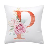 HKM-502355 Pink Floral Polyester Cushion Cover - 45x45cm Pillowcase with Botanical Design