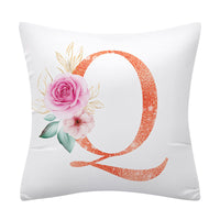 HKM-502355 Pink Floral Polyester Cushion Cover - 45x45cm Pillowcase with Botanical Design