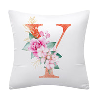 HKM-502355 Pink Floral Polyester Cushion Cover - 45x45cm Pillowcase with Botanical Design