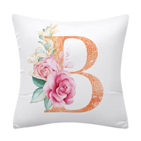 HKM-502355 Pink Floral Polyester Cushion Cover - 45x45cm Pillowcase with Botanical Design