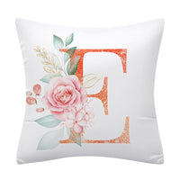 HKM-502355 Pink Floral Polyester Cushion Cover - 45x45cm Pillowcase with Botanical Design