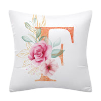 HKM-502355 Pink Floral Polyester Cushion Cover - 45x45cm Pillowcase with Botanical Design